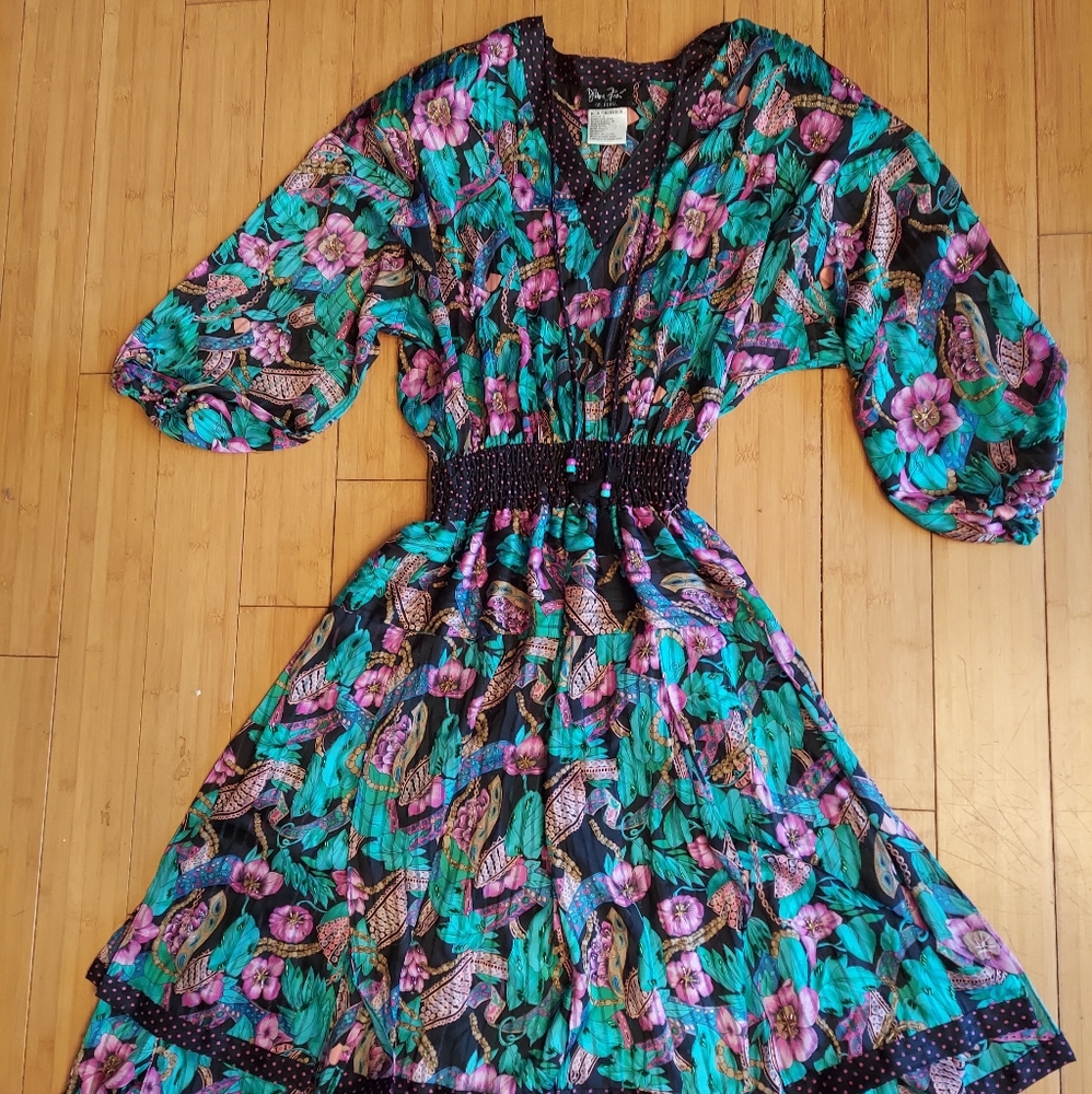 My fav Diane Freis georgette poly dancing dress split level skirt.med large